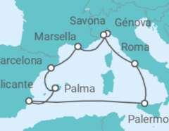 Itinerario del Crucero Francia, España, Italia - Costa Cruceros