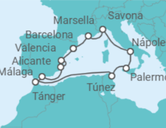 Itinerario del Crucero España, Francia, Italia, Túnez, Marruecos - Costa Cruceros