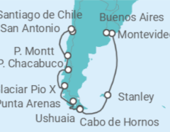 Itinerario del Crucero Viaje completo Patagonia y Tierra de Fuego - con vuelos - Holland America Line