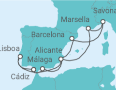 Itinerario del Crucero España, Francia, Italia, Portugal TI - Costa Cruceros