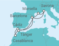 Itinerario del Crucero España, Francia, Italia, Marruecos TI - Costa Cruceros