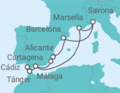 Itinerario del Crucero Marruecos, España, Francia, Italia - Costa Cruceros