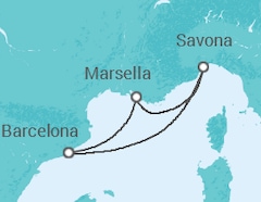 Itinerario del Crucero Francia, Italia - Costa Cruceros