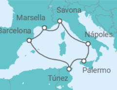 Itinerario del Crucero Francia, Italia, Túnez - Costa Cruceros