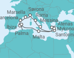 Itinerario del Crucero Francia, España, Malta, Grecia, Italia - Costa Cruceros