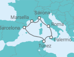 Itinerario del Crucero Túnez, Italia, Francia - Costa Cruceros