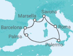 Itinerario del Crucero España, Italia, Francia TI - Costa Cruceros