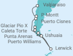 Itinerario del Crucero Desde Valparaíso (Chile) a Puerto Williams (Chile) - Silversea
