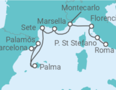 Itinerario del Crucero España, Francia, Mónaco, Italia - Silversea