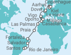 Itinerario del Crucero Desde Santos (São Paulo, Brasil) a Copenhague (Dinamarca) TI - Costa Cruceros