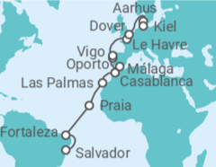 Itinerario del Crucero Desde Salvador de Bahía (Brasil) a Kiel (Alemania) TI - Costa Cruceros