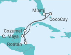 Itinerario del Crucero Honduras, México - con vuelos - Royal Caribbean