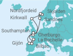 Itinerario del Crucero España, Francia, Reino Unido, Noruega - MSC Cruceros