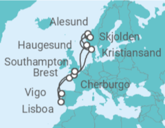 Itinerario del Crucero Portugal, España, Reino Unido, Noruega - MSC Cruceros