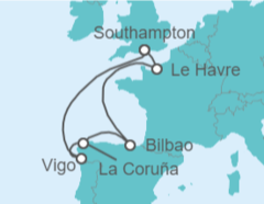 Itinerario del Crucero Francia, España - con vuelos - Royal Caribbean
