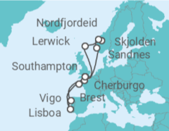 Itinerario del Crucero Portugal, España, Reino Unido, Noruega - MSC Cruceros