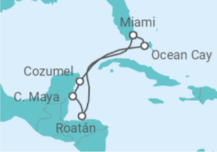 Itinerario del Crucero Caribe Occidental +  Hotel + Vuelo - MSC Cruceros