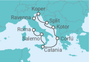 Itinerario del Crucero Roma eterna y Bolonia con el encanto del Adriático - NCL Norwegian Cruise Line