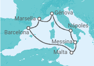 Itinerario del Crucero Perlas del Mediterráneo + Vuelo + Hotel - MSC Cruceros