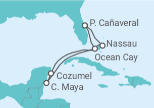 Itinerario del Crucero Bahamas, México  +  Hotel + Vuelo - MSC Cruceros