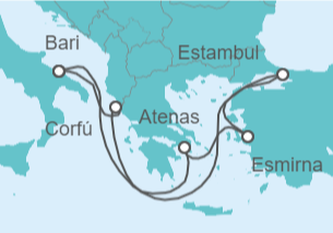 Itinerario del Crucero Encantos de Turquía y Grecia TI + vuelo + hotel - MSC Cruceros