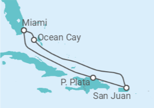 Itinerario del Crucero Caribe Oriental +  Hotel + Vuelo - MSC Cruceros