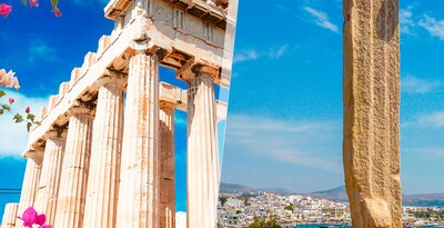 Atenas y Naxos en avión en avión
