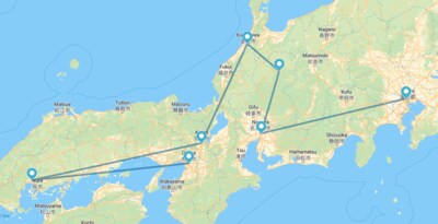 Tokio, Nagoya, Takayama, Kanazawa, Kioto, Hiroshima y Osaka