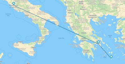 Roma, Atenas y Santorini en avión