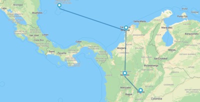 Bogotá, Medellín, Cartagena de Indias y San Andrés